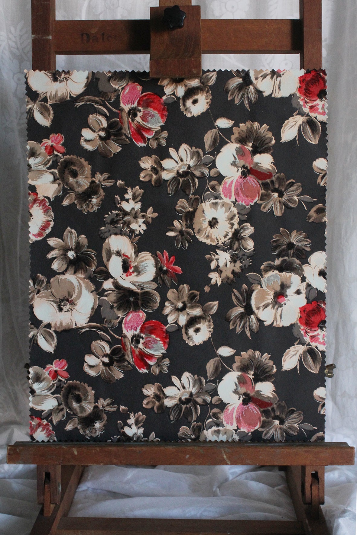 Old French Textile Design - Dark Floral