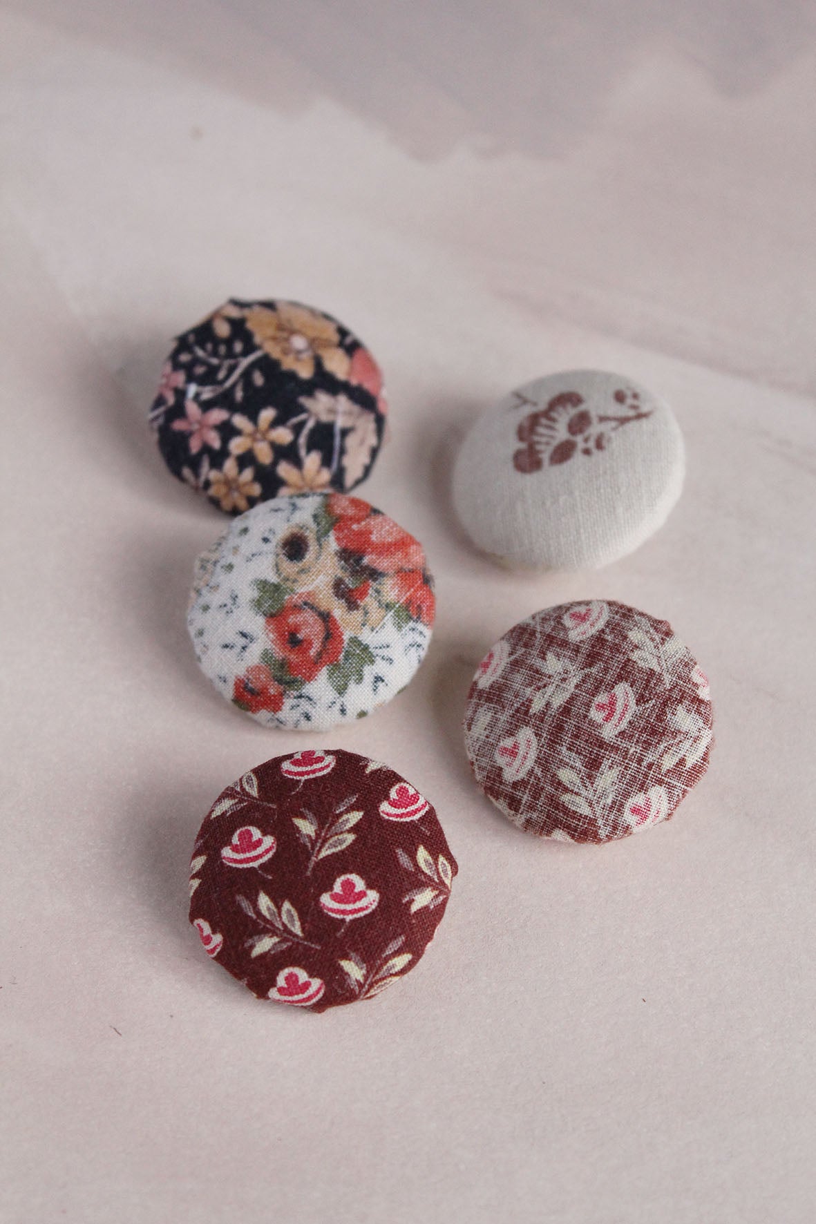 Hand Made Vintage Fabric Buttons - Set 1