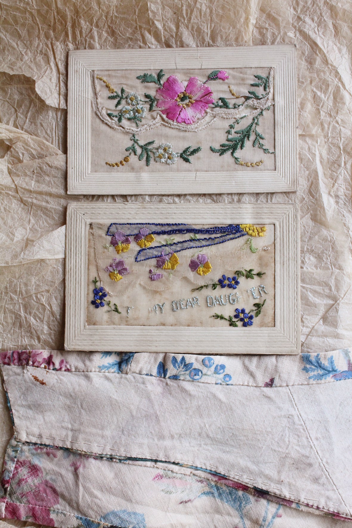 Old WW1 Embroidered Postcards - 10