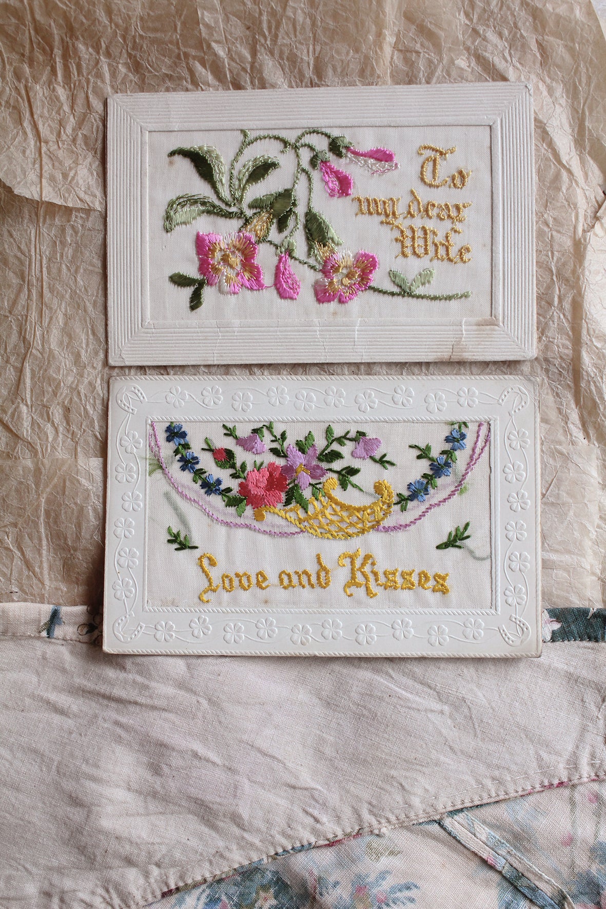 Old WW1 Embroidered Postcards - 32
