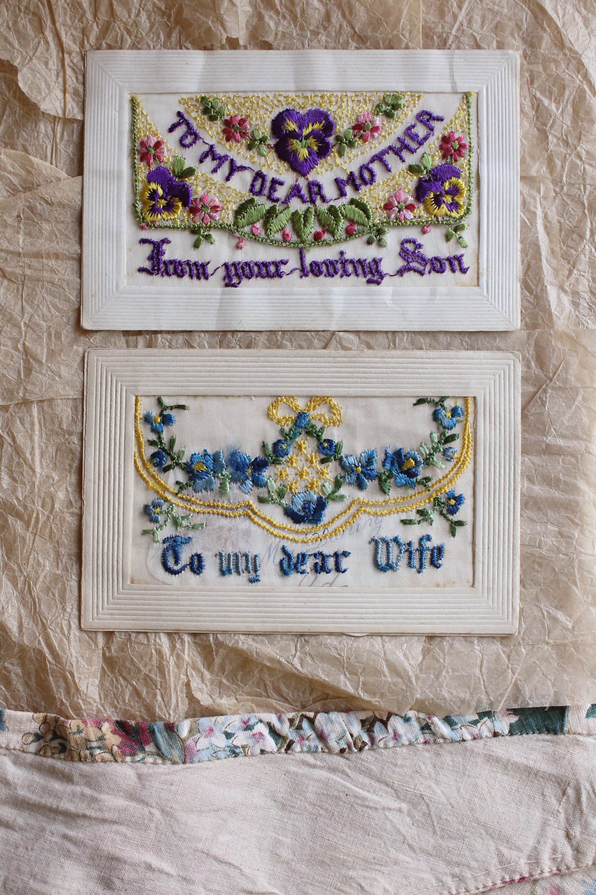 Old WW1 Embroidered Postcards - 7