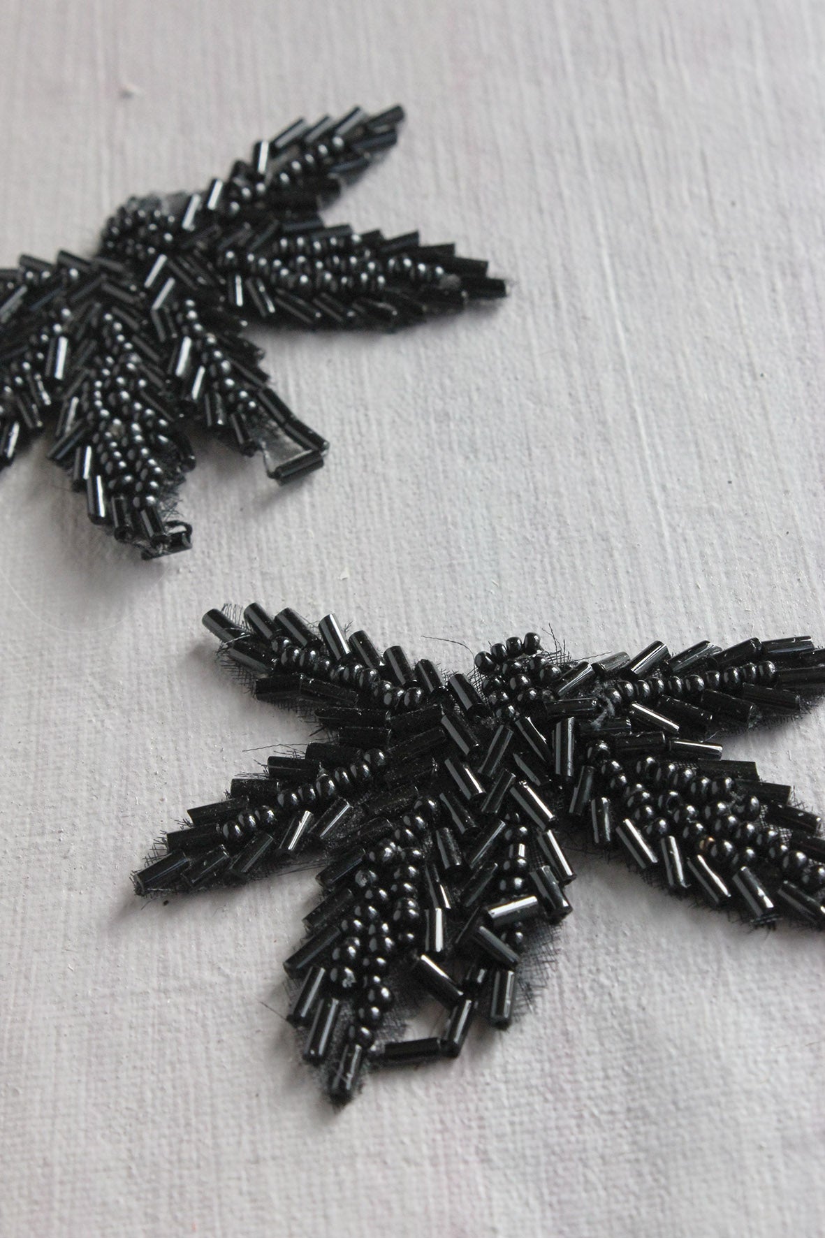 Reclaimed Twenties Hand Stitched Beaded Black Floral Motifs