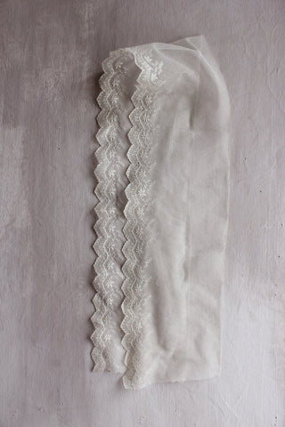 Exquisite Edwardian High Lace Collar with Relief Work Leaves