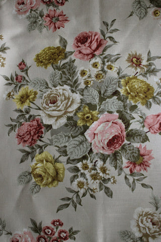 Beautiful Vintage David Whitehead Linen Panel - Rustic Floral "Beauvais"