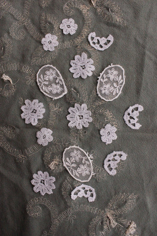 Old Hand Embroidered & Sequined Indian Fringed Silk Panel