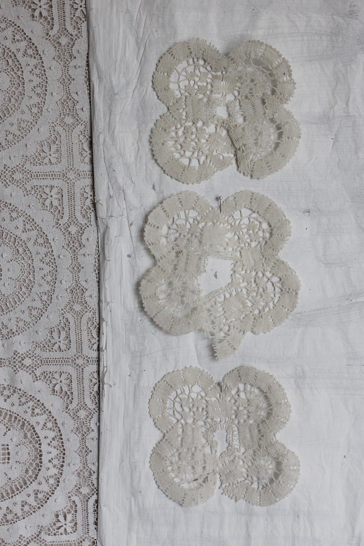 A Trio of Old Lace Unfinished Doilies