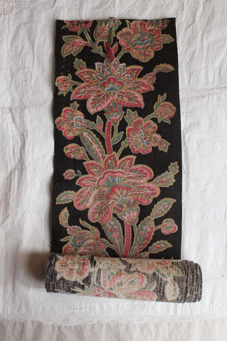 An Old French Printed Fabric Ribbon Panel - narrow