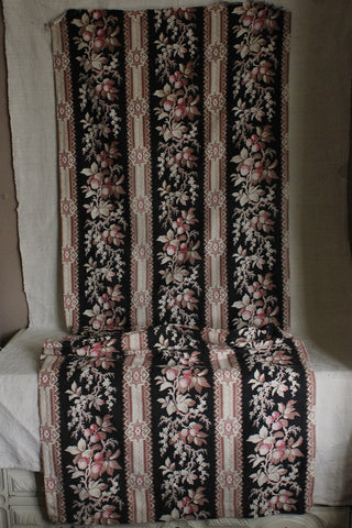 An Old French Printed Fabric Ribbon Panel - wide