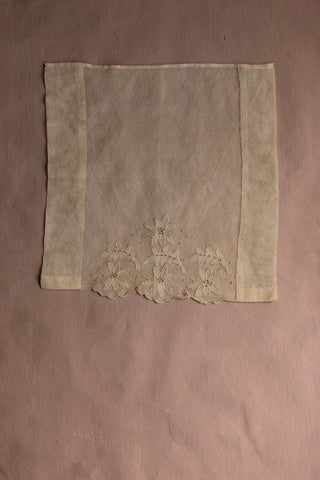 Beautiful Old Embroidered Floral Dress Collar Panel