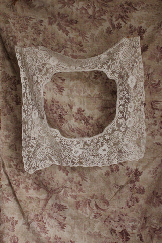 Antique Hand Made Honiton Lace Edged Handkerchief.