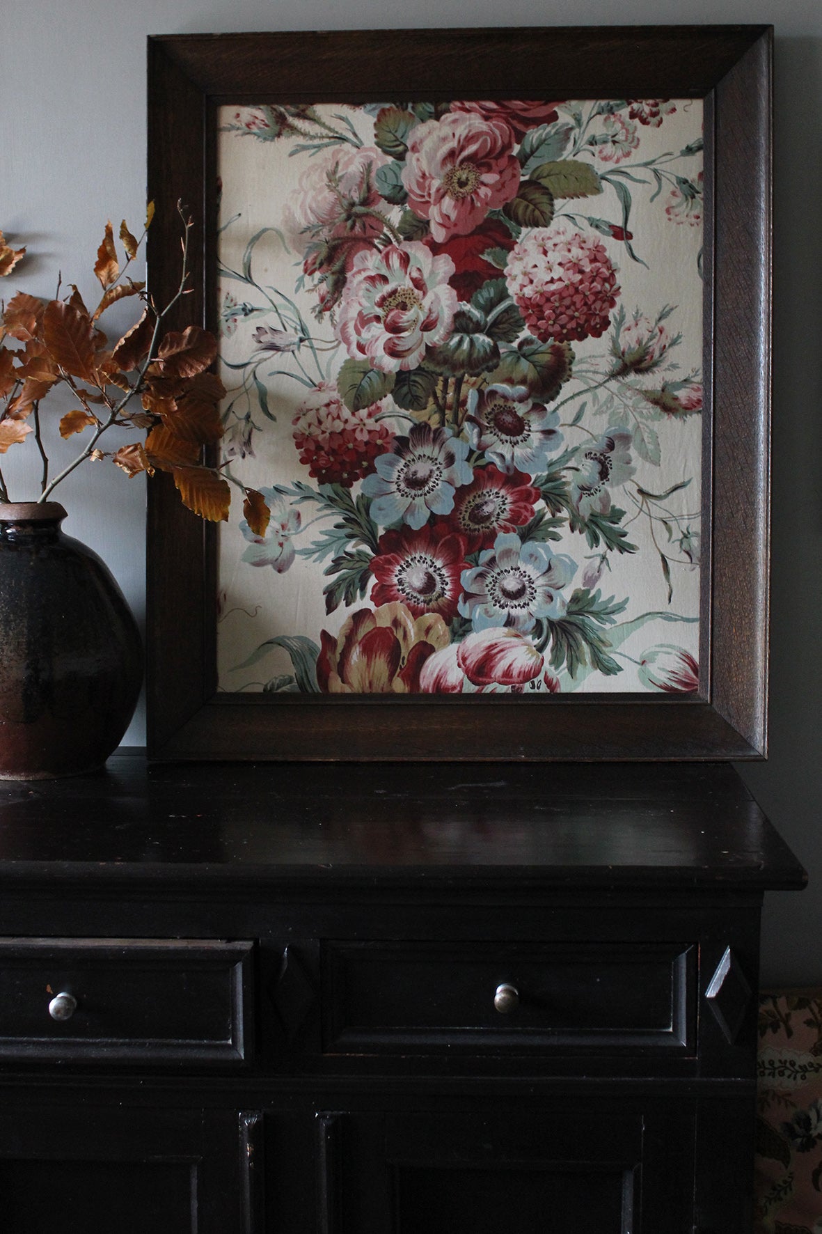Old Oak Framed English Textile Panel