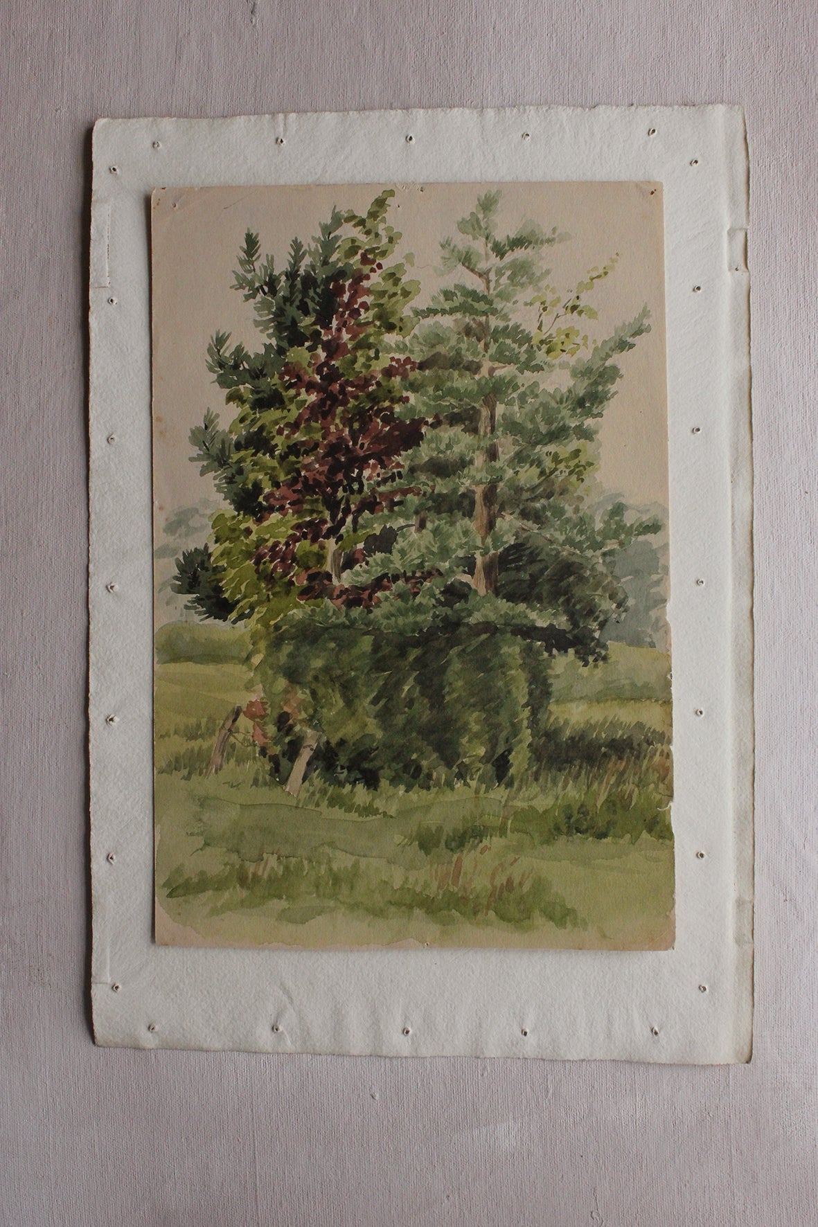 Old Watercolour Painting - Family of Trees