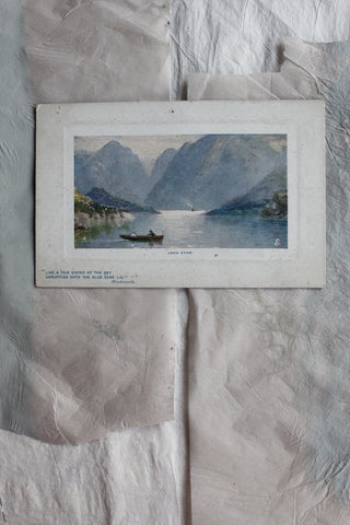 Old Silk Postcard - Violas and Landscape