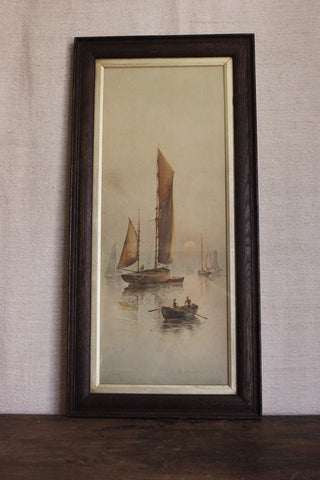 Old Victorian "Fishing Boats" Print (1)