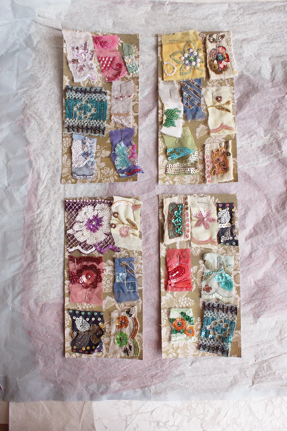 Printed Card with Vintage Beaded Samples