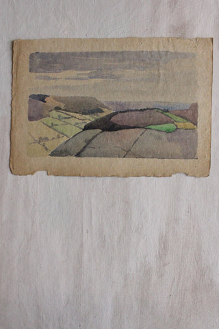 Old Watercolour - Landscape on Hand Made Paper