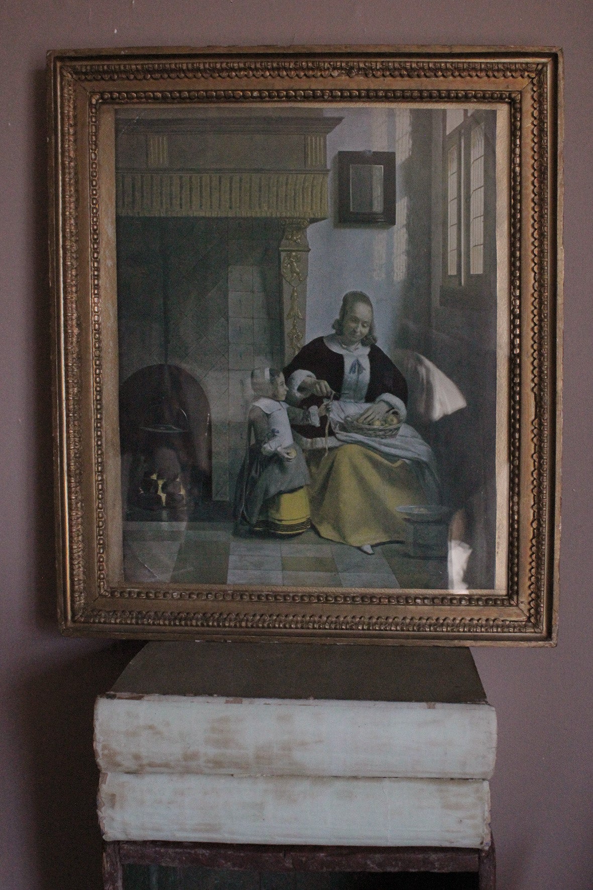 Old Dutch Print - Woman Peeling Apples - Pieter De Hooch