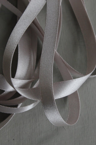 Double Satin Vintage Ribbon - Champagne Silver 10mm