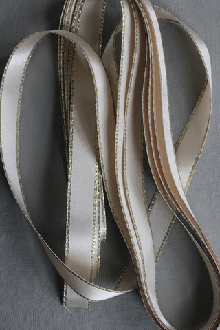 Double Satin Vintage Ribbon - Cream Gold