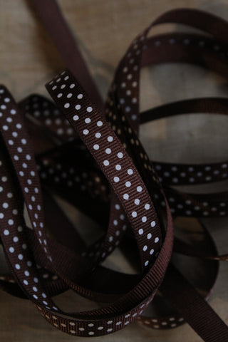 Spotty Grosgrain - Brown and White