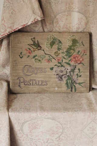 Old French Printed Linen Postcard Album