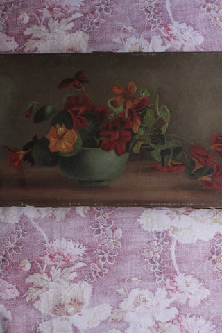 Beautiful Edwardian  Oil Painting on Canvas - Nasturtiums