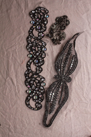 Reclaimed Dress Appliques - Trio of Beaded & Sequined Florals