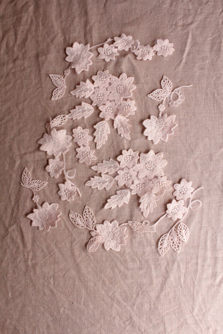 Reclaimed Bridal Dress Appliques - Soft Pink - Set 1.