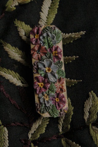 Old Hand Made Artisan Brooch - Flower Bed