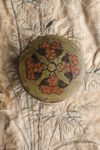 Hand Painted Artisan Turned Wooden Pot