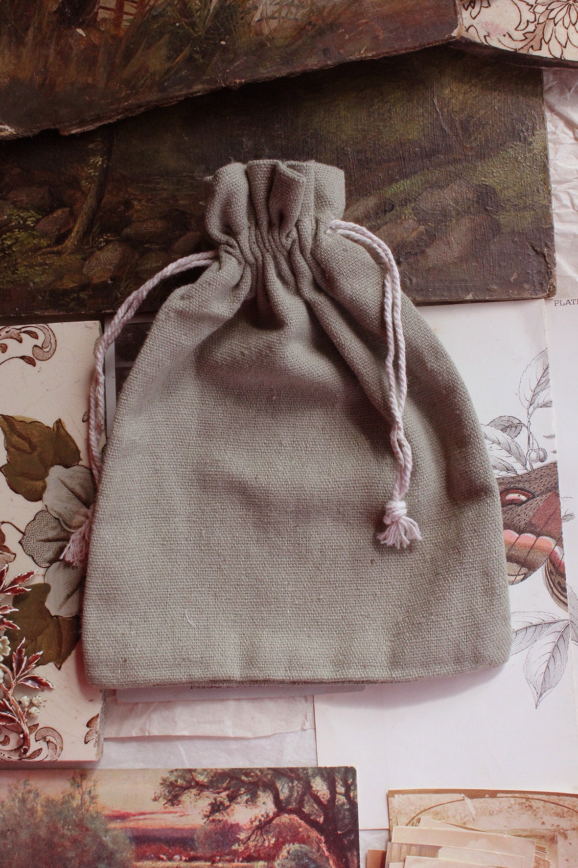 Linen Gift/Keepsake Bag - Sage