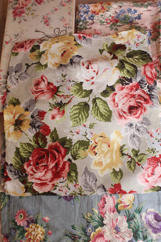Vintage Reclaimed Barkcloth - Roses and Roses - Panel No.2