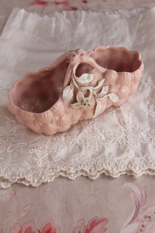 Victorian Porcelain Floral & Shell Basket.