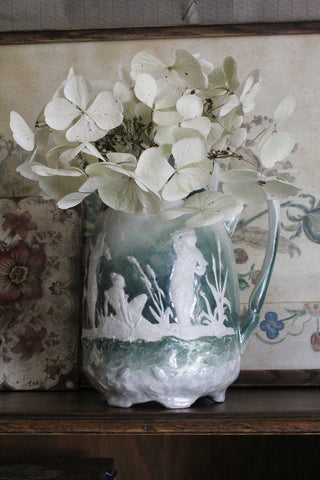 Old Rare Floral Tile - Art Nouveau Foliage Swirls