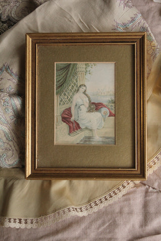 An Old Framed Hand Coloured Baxter Print
