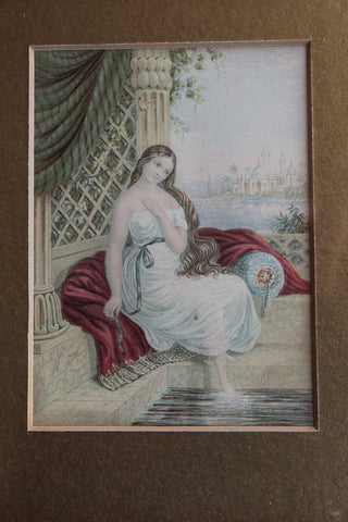 An Old Framed Hand Coloured Baxter Print