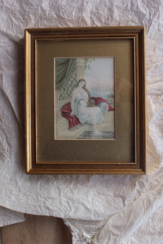 An Old Framed Hand Coloured Baxter Print