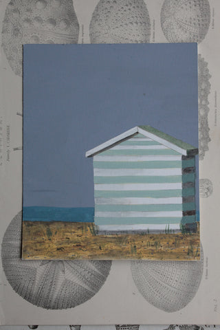 Vintage Miniature Beach Hut Painting