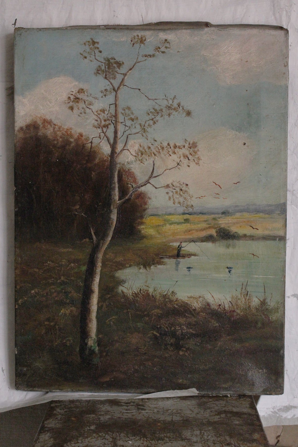 Old Oil Painting on Canvas - "Birch"