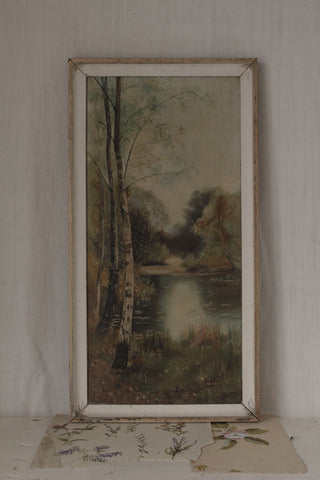Antique Oil Painting on Canvas - Birch