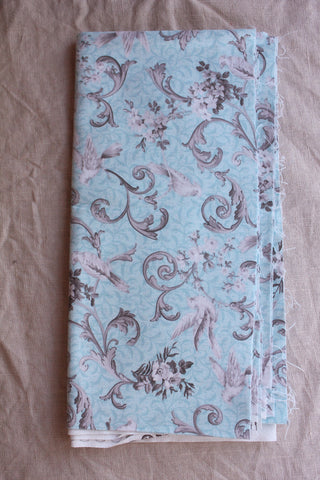 Vintage Printed Cotton - Birds, Flowers and Swirls