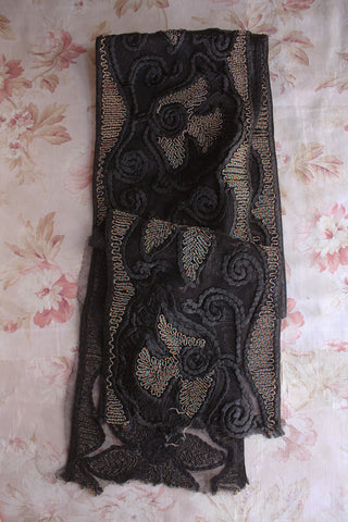 A Detailed Wide Art Deco Reclaimed Panel - Ribbon Embroidery & Couch Stitch