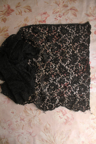 Exquisite Black Edwardian Wide Lace Panel - Fauna