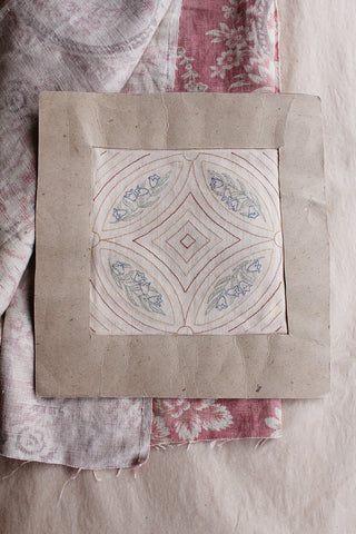 Hand Embroidered Twenties/Thirties Paper Framed Sampler