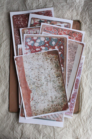 Beautiful Prints Taken from Reclaimed Marbled Antique Book Covers A4 - Collection 1