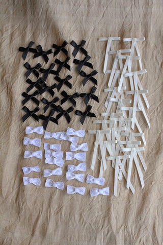 Vintage Miniature Bows - Black/Cream/White