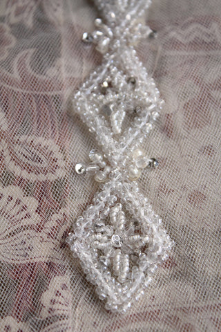 Vintage Beaded Netted Sampler - Border