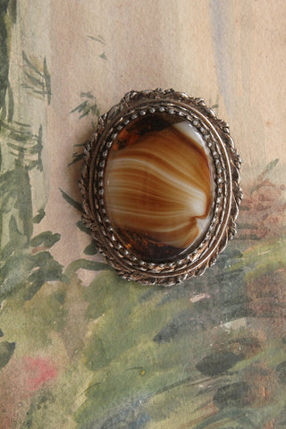 Agate Glass Brooch