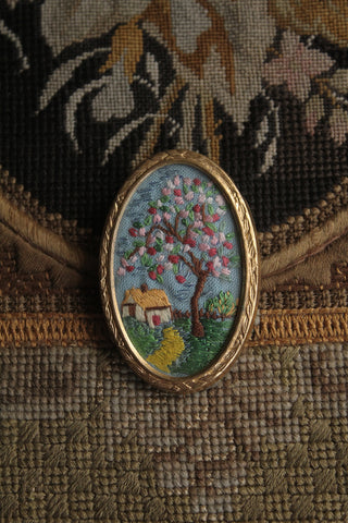 Thirties Embroidered Brooch -  Blossom Tree