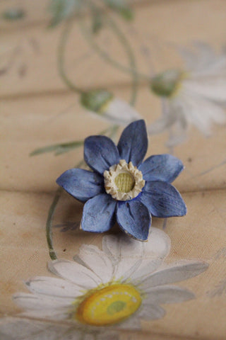 Old Hand Painted Resin Brooch - Anemone